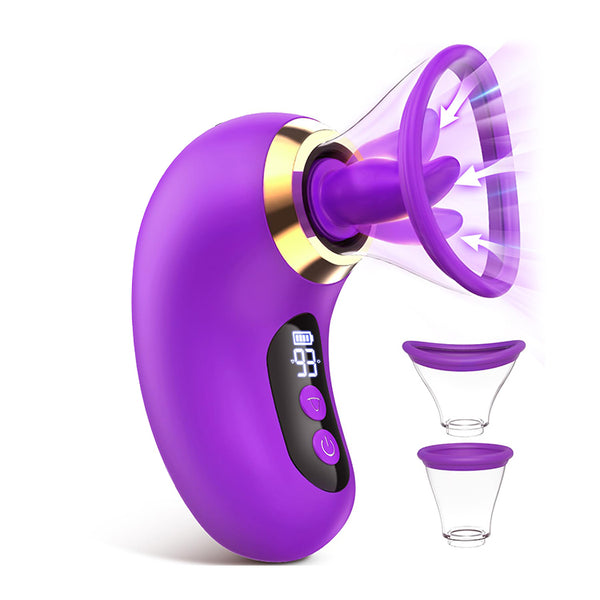 Vibrador 5 en 1 con succión, lamido y control LCD