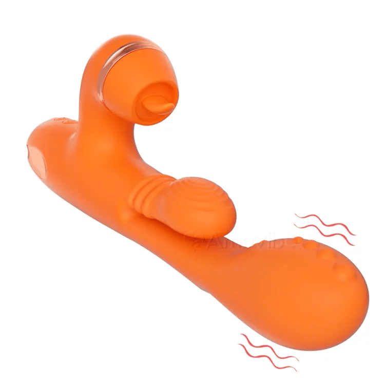 Vibrador Punto G con Movimiento Circular de Masaje, Vibración y 3 Fundas para Golpeteo del Clítoris, Cosquilleo y Lamedura