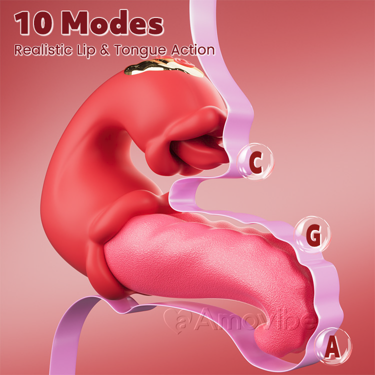 Vibrador Dual Rose para Punto G con Empuje, Lamedura de Lengua y Vibración