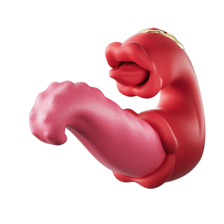 Vibrador Dual Rose para Punto G con Empuje, Lamedura de Lengua y Vibración