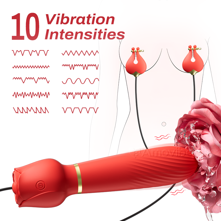 Vibrador clitoriano con pinzas para pezones