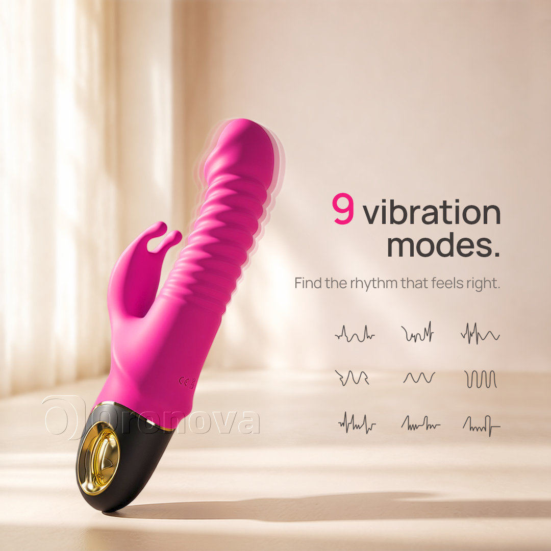 3-in-1 Thrusting Rabbit Vibrator with 9 Vibration Modes