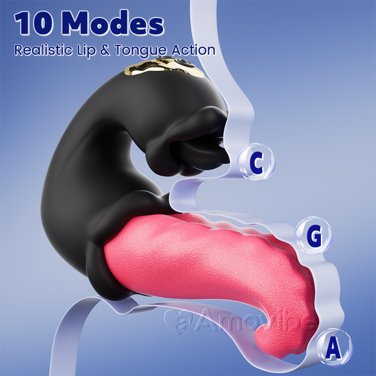 Vibrador de Punto G con Empuje y Lamedura con Diseño de Doble Rosa