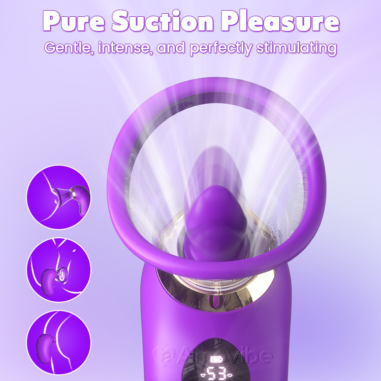 Vibrador 5 en 1 con succión, lamido y control LCD