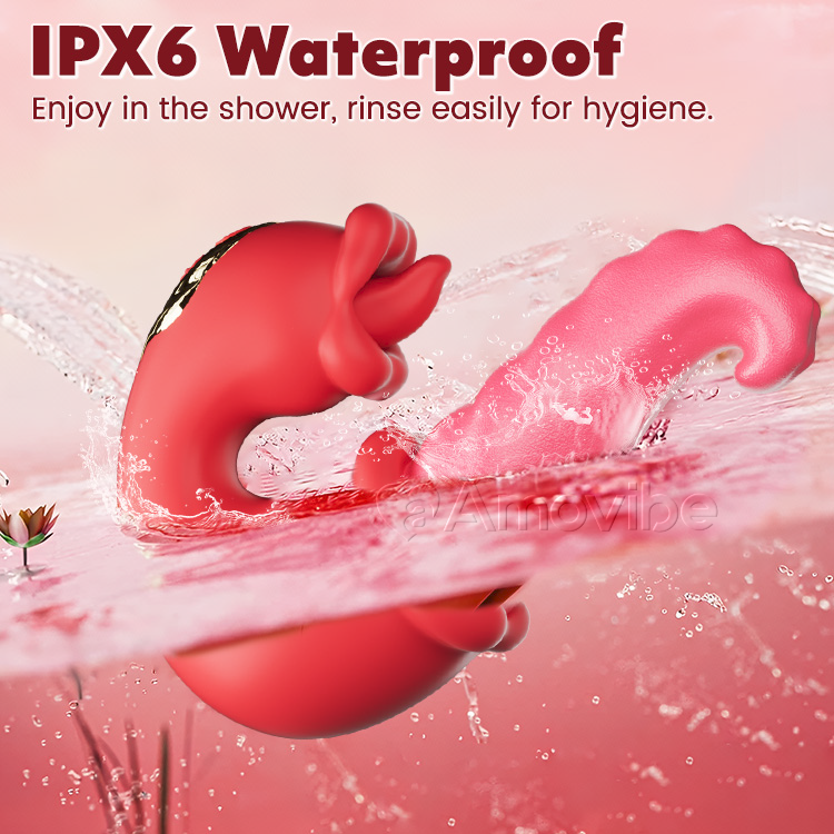 Vibrador Dual Rose para Punto G con Empuje, Lamedura de Lengua y Vibración