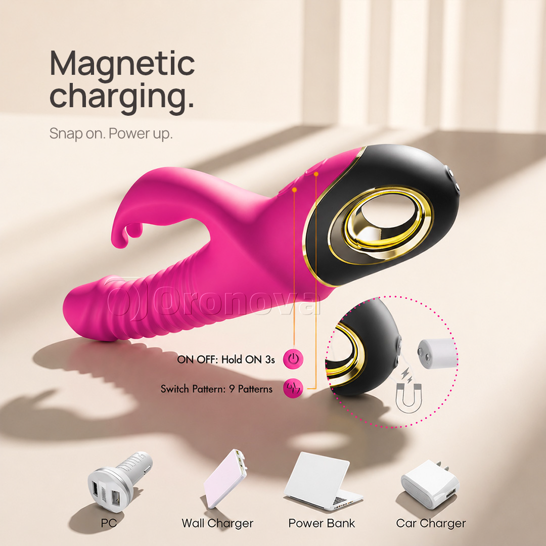 3-in-1 Thrusting Rabbit Vibrator with 9 Vibration Modes