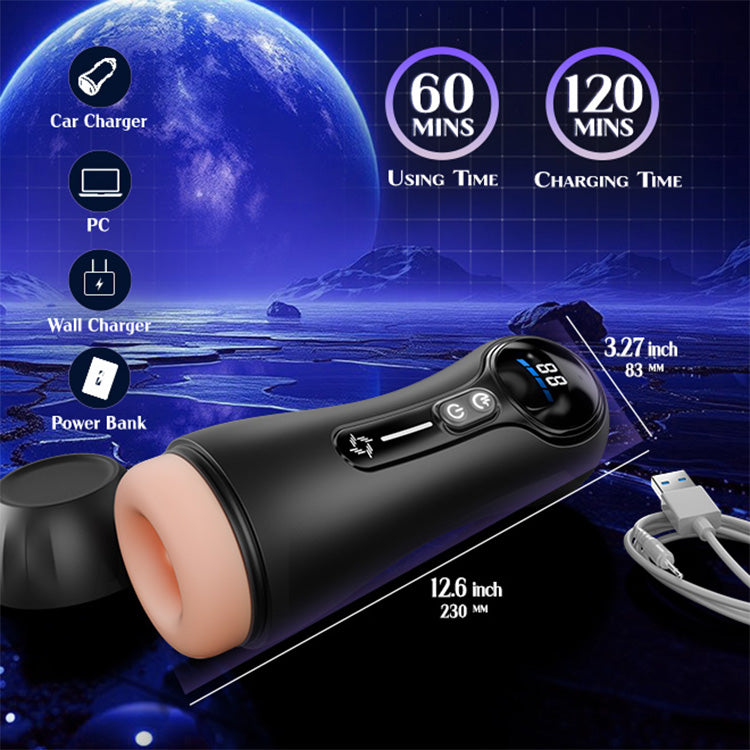 Masturbador masculino automático – 4 succiones, 9 vibraciones, pantalla LED