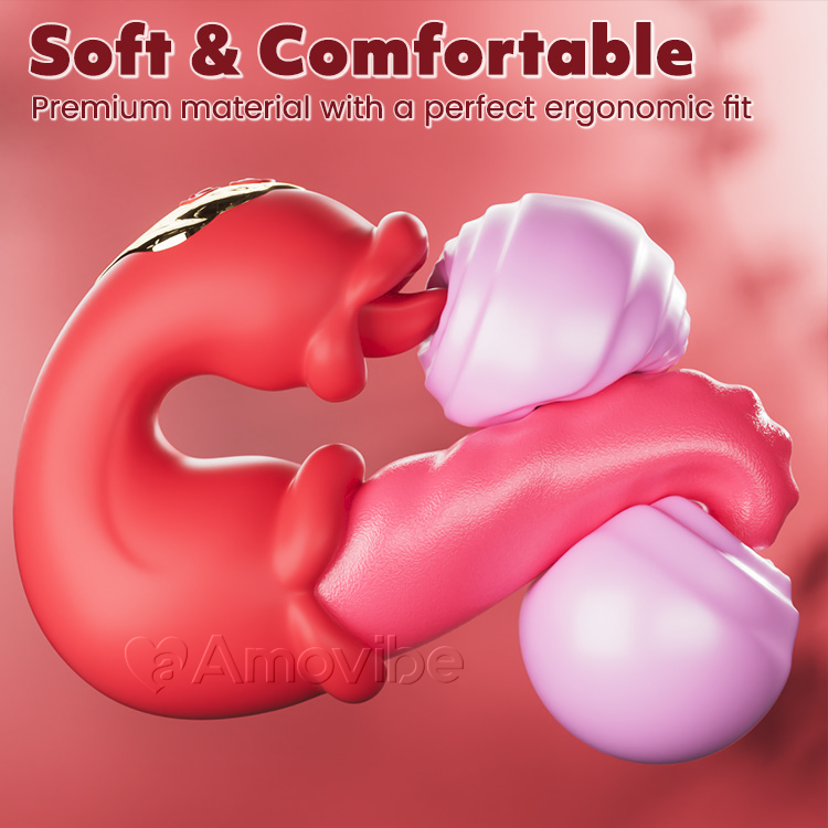 Vibrador Dual Rose para Punto G con Empuje, Lamedura de Lengua y Vibración
