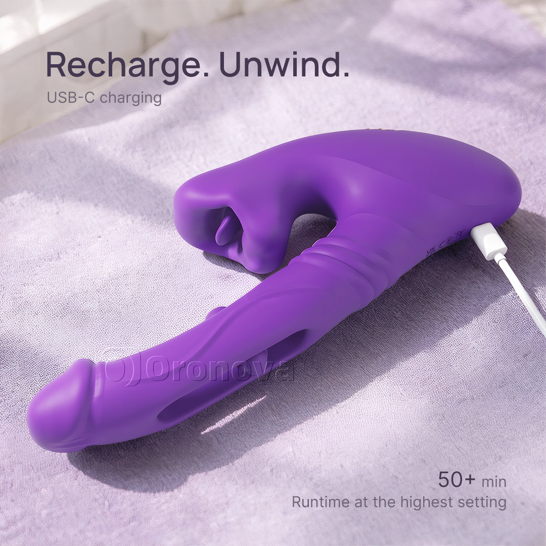 Hollow Thrusting Vibrator with Fingertip & Head Vibration