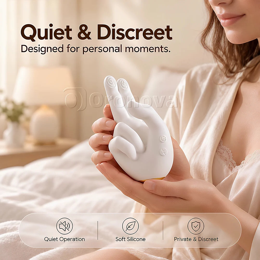 Handgeformter Wärmender Vibrator: 10 Vibrations- & 10 Klopfmodi für Dual-Finger-Stimulation