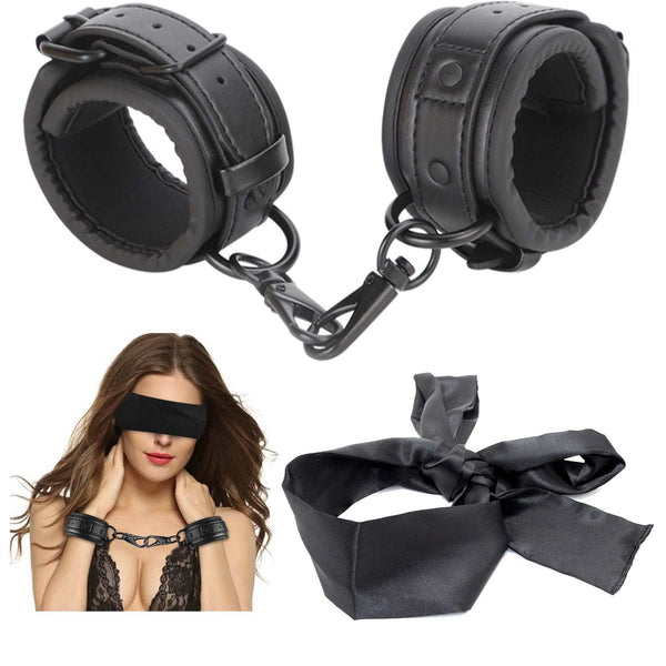 Set de Bondage Sensual BDSM – Suave Antifaz y Esposas Seguras para Parejas